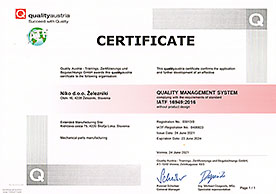 Certificate of effective quality management system ISO/TS 16949:2009