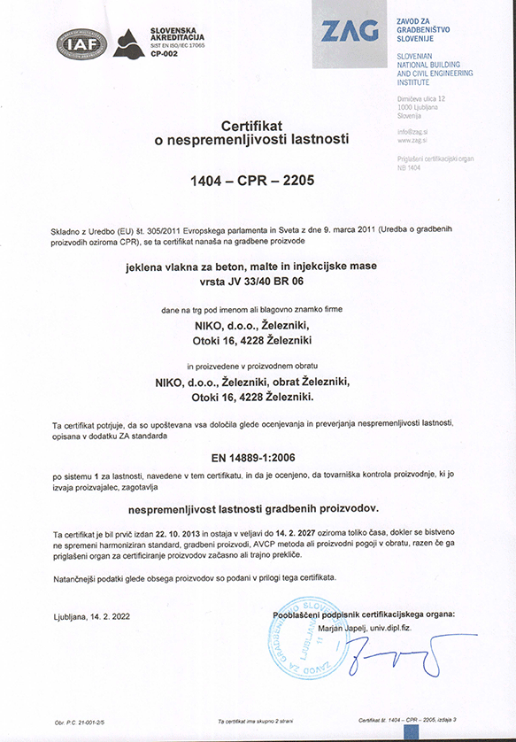 Zag Certifikat SLO